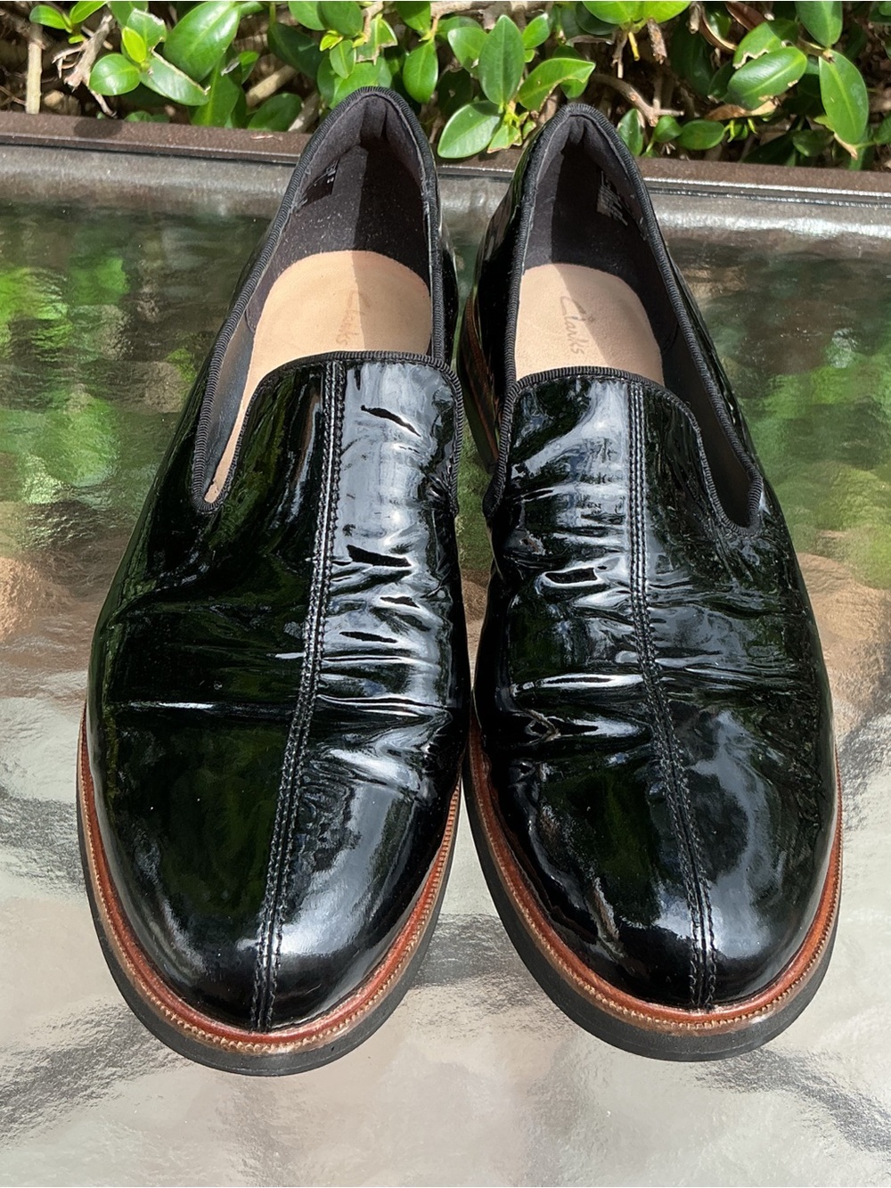 Clarks Black Patent Leather Slip-On Loafers
